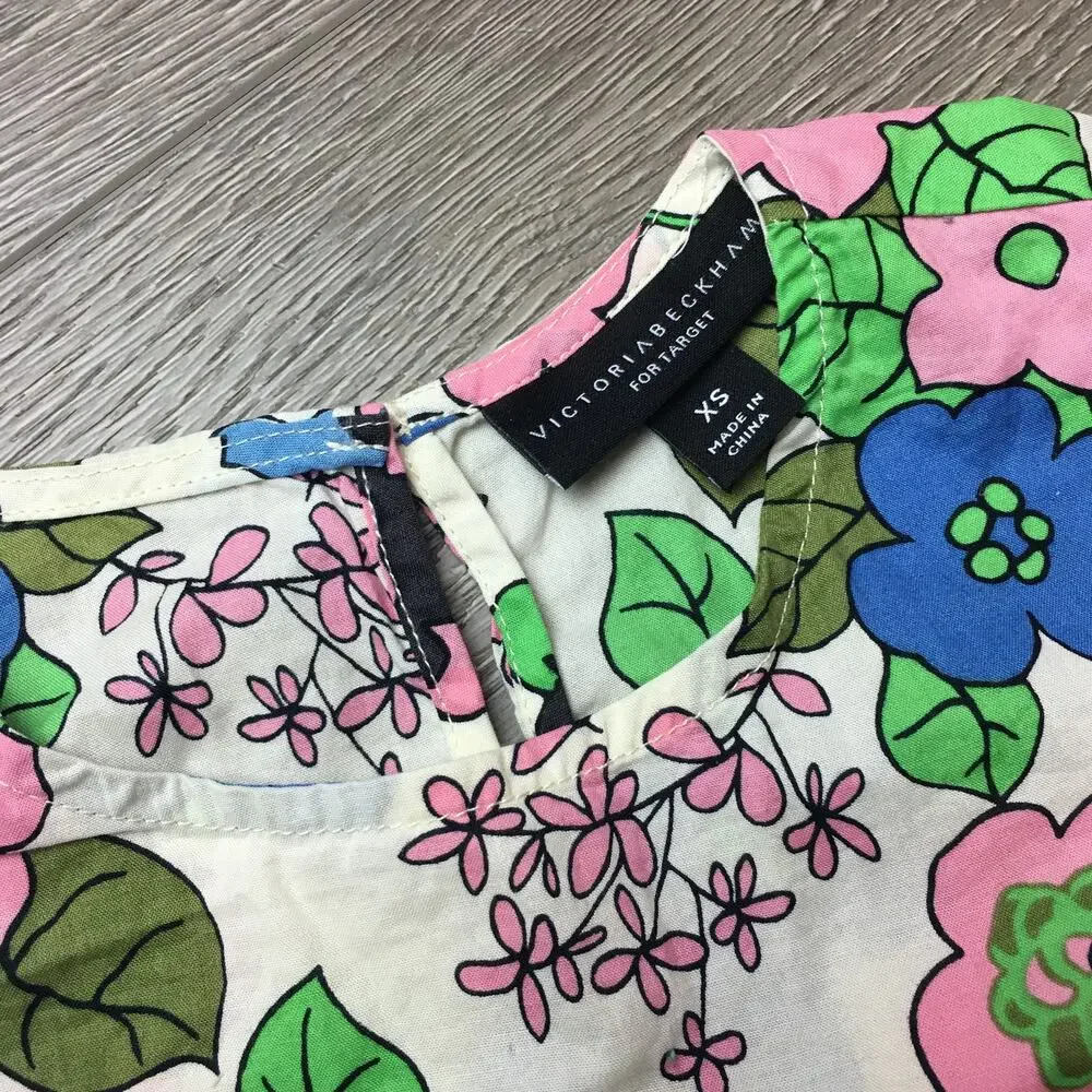 Victoria Beckham for Target Girls Floral Cotton Multicolor Top Short Sleeve XS
